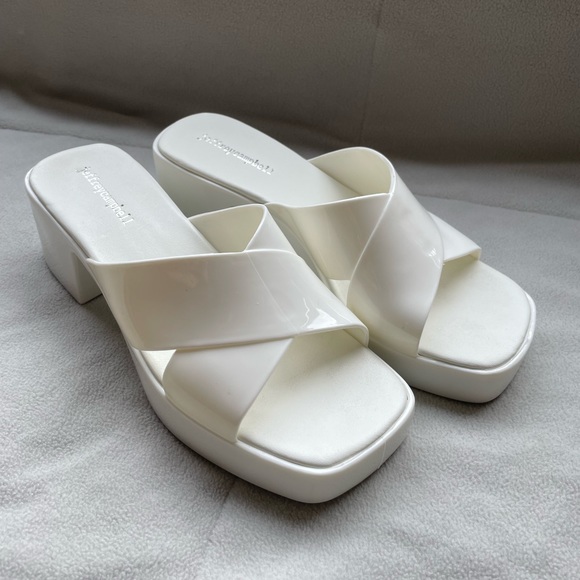 Jeffrey Campbell | Shoes | Jeffrey Campbell Bubblegum Heeled Slide In Shiny Cream | Poshmark